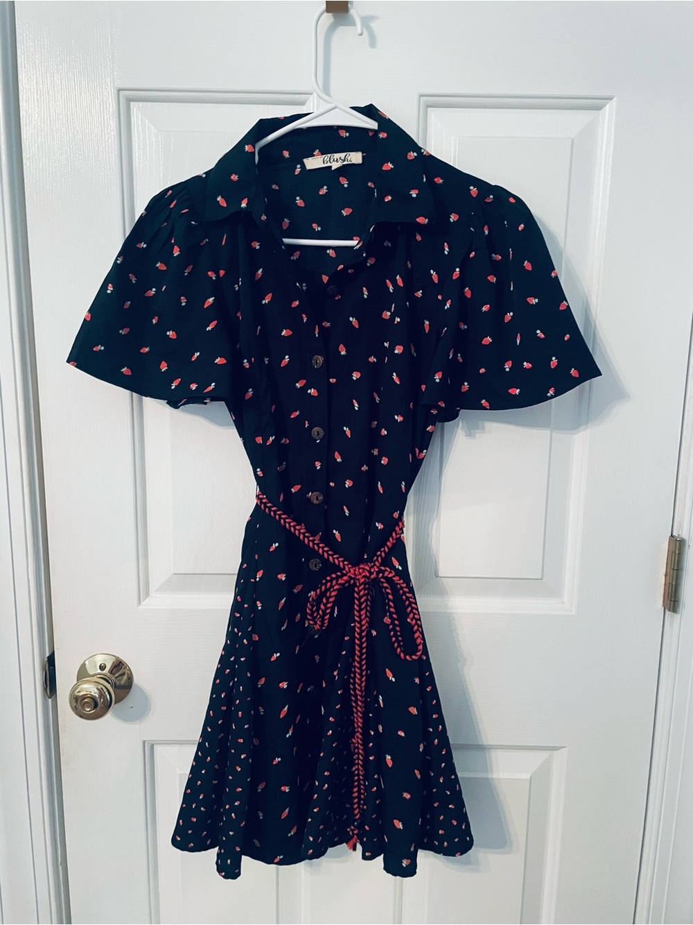 Blush Navy Mini Dress with Pink Print